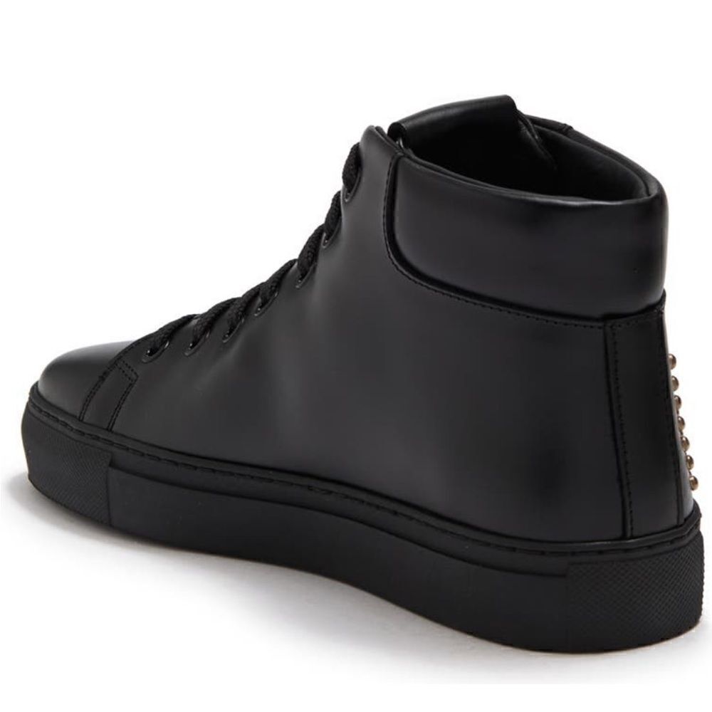 Moschino Women’s High Top logo studded leather black sneaker size 7, NIB - Picture 4 of 12